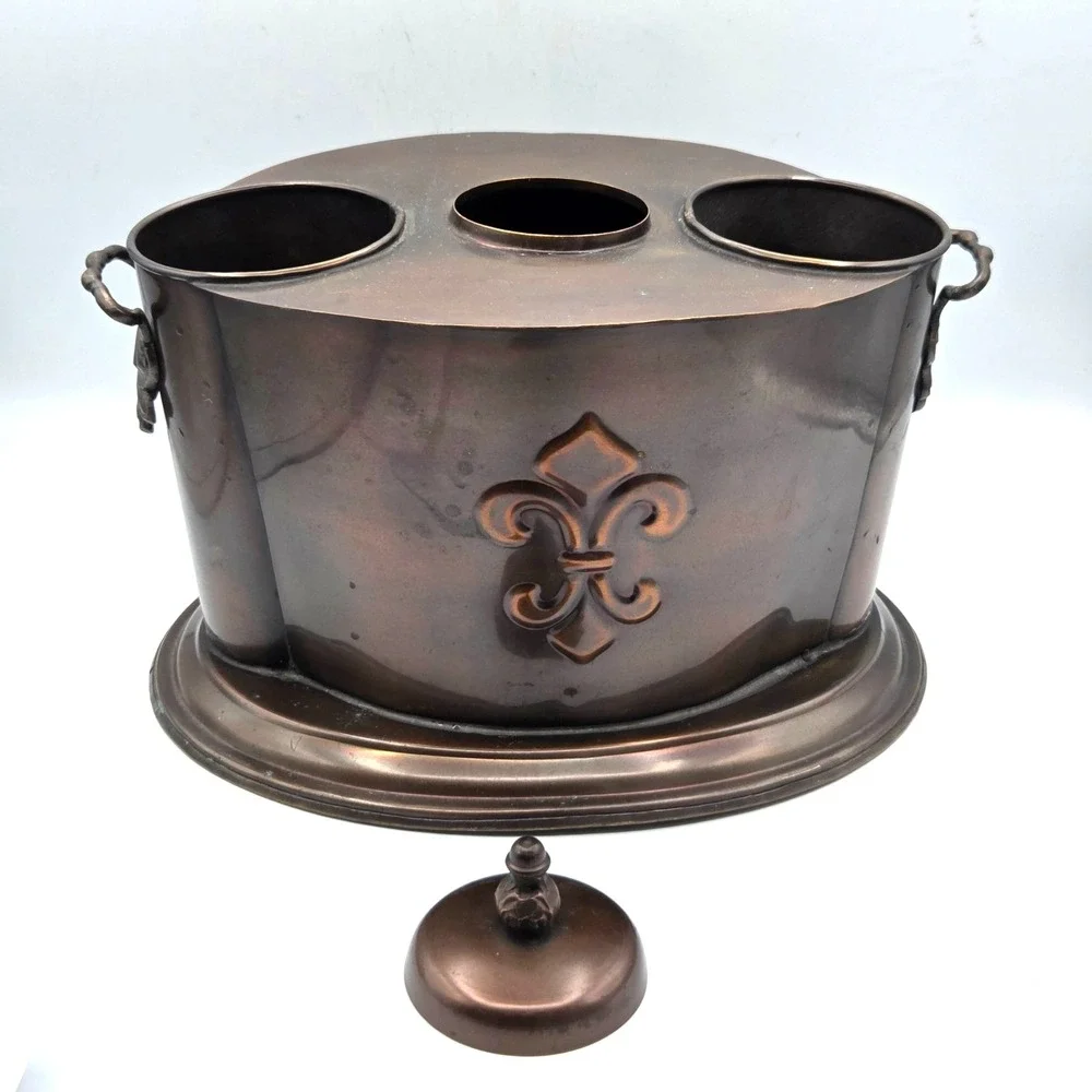 VINTAGE Fleur de Lis Double Bottle Wine Cooler Champagne Bucket Barware